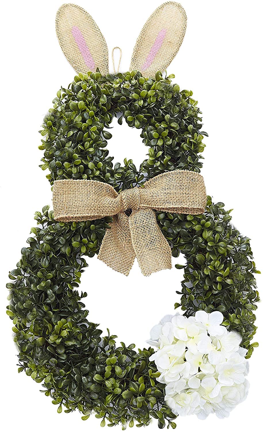 The Lakeside Collection cottontail wreath front view on door, welcoming spring
