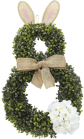 The Lakeside Collection cottontail wreath front view on door, welcoming spring