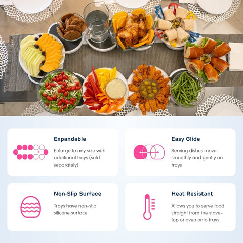 Close-up of The Lazy Susan Revolution non-slip silicone surface for stable dish placement