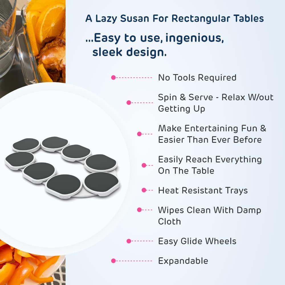 Detail of The Lazy Susan Revolution extension piece highlighting expandable customization benefit