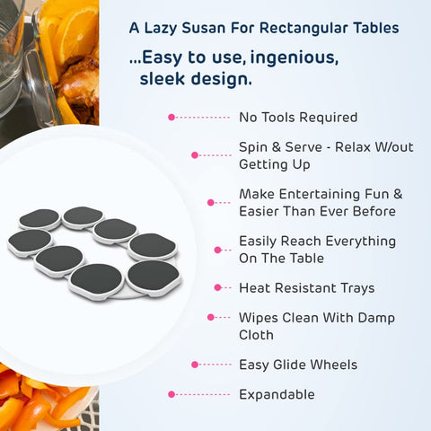 Detail of The Lazy Susan Revolution extension piece highlighting expandable customization benefit
