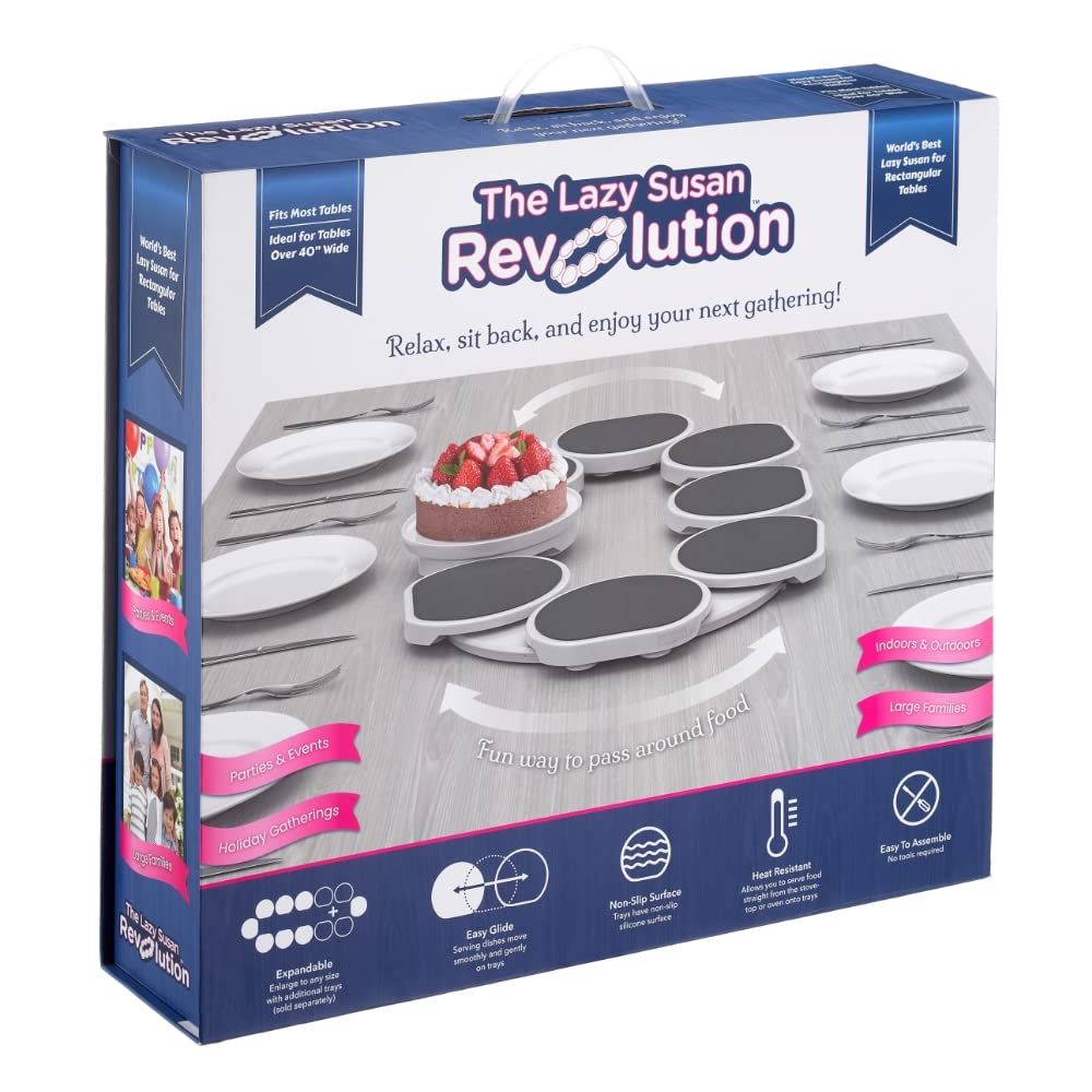 The Lazy Susan Revolution front packaging view showing full set and compact storage benefit