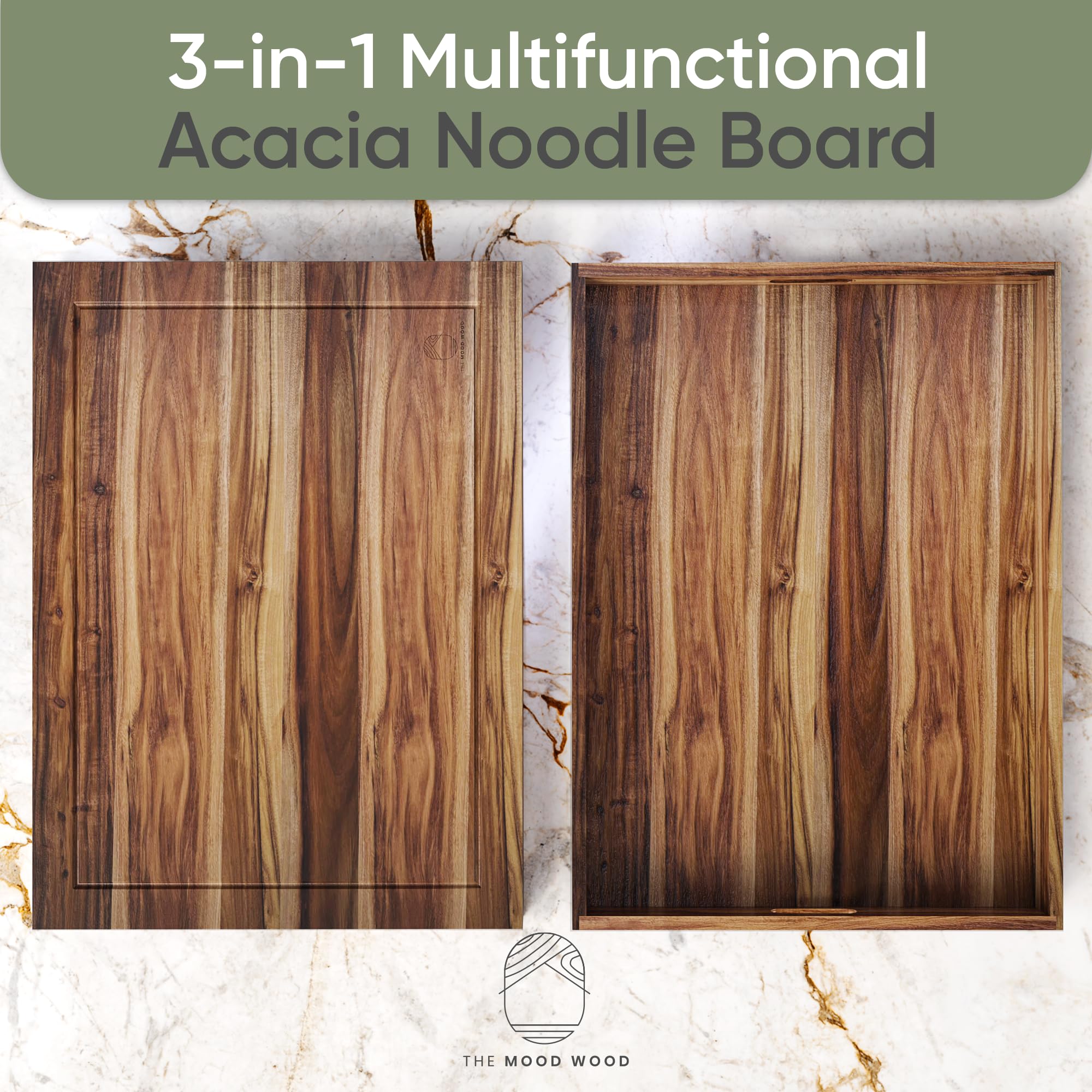 The Mood Wood handle close-up displaying ergonomic grip for safe carrying and serving