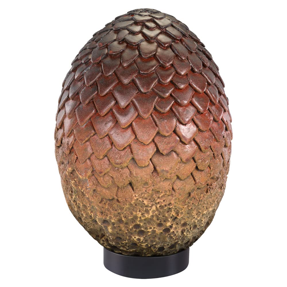 The Noble Collection Drogon egg front view showing regal red finish and display impact