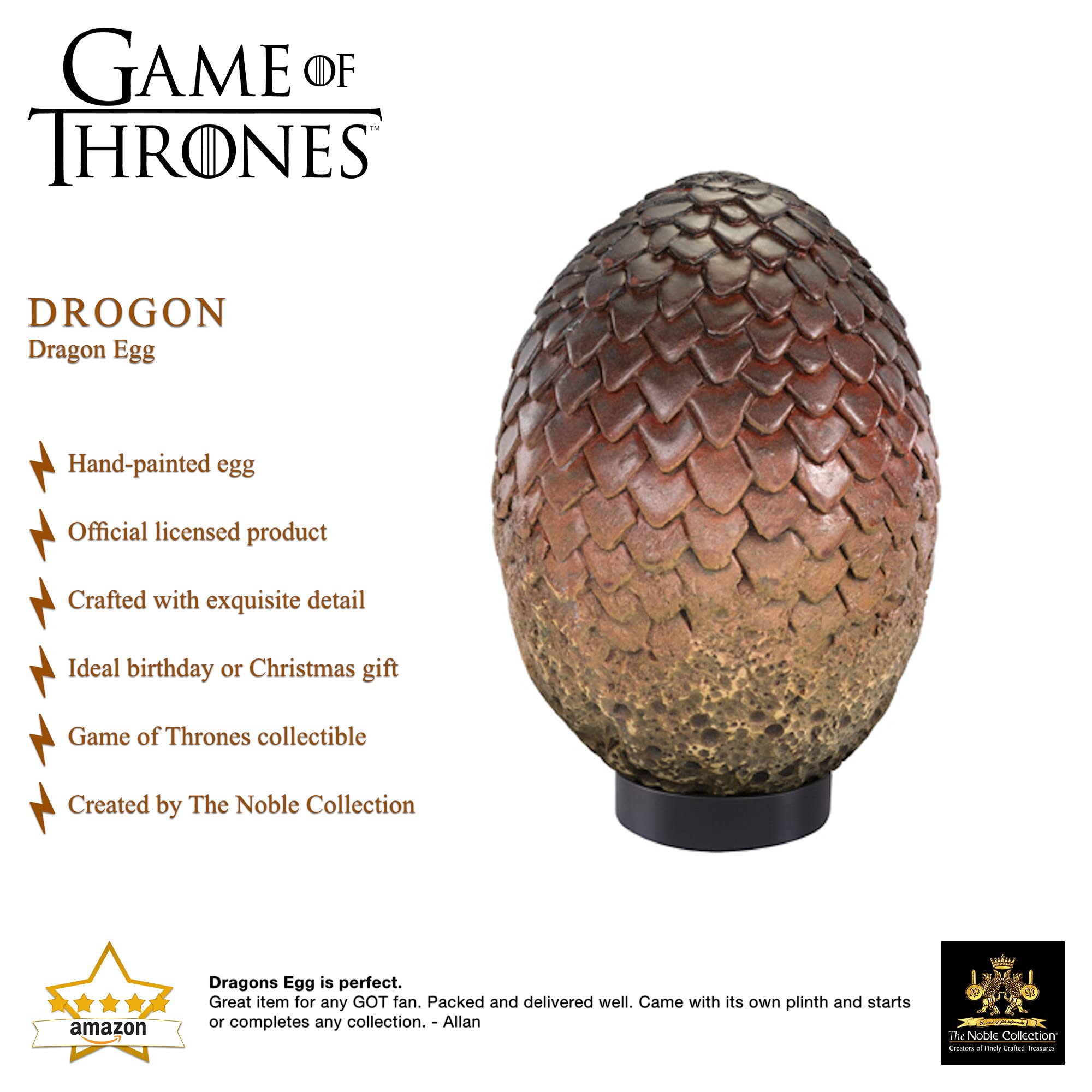 The Noble Collection Drogon egg on stand ready for shelf display and stable presentation