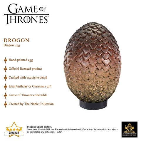 The Noble Collection Drogon egg on stand ready for shelf display and stable presentation