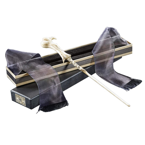 The Noble Collection Voldemort wand front view showing faithful screen-accurate sculpt