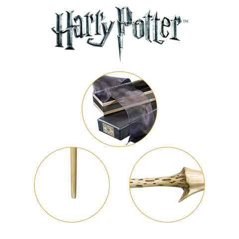 The Noble Collection wand next to ruler illustrating its 14-inch length for scale