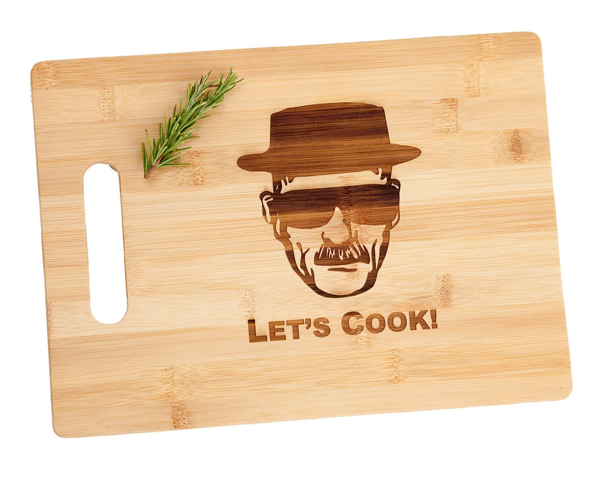 The Quintessential Hostess front view showing engraved 'Let's Cook' design and handle benefit display-ready gift