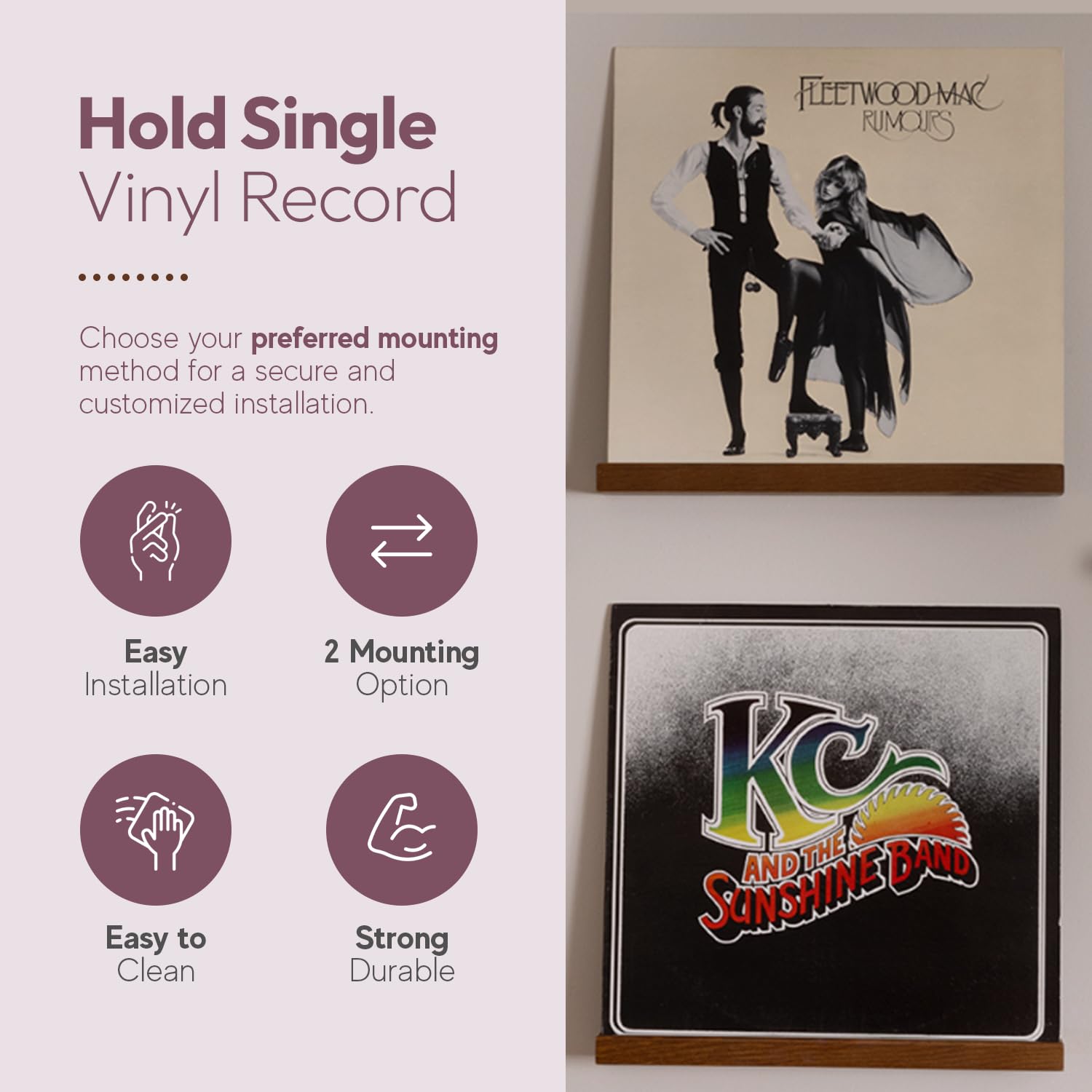 The Retro Apothecary vinyl shelf mounted holding LPs demonstrating neat browsing access