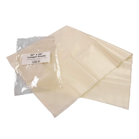 The Sausage Maker front packaging showing five collagen sheets and clear sizing benefits
