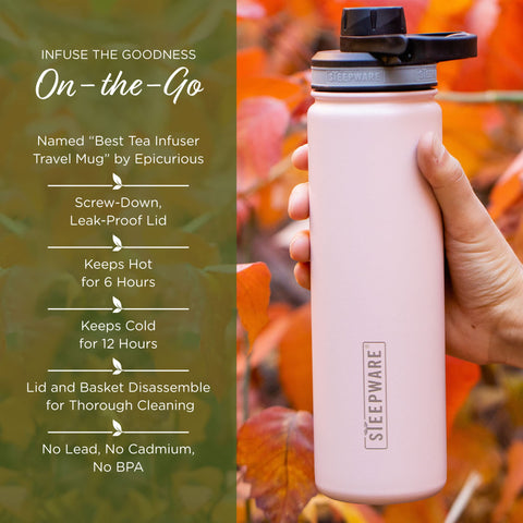 the tea spot slim tumbler in car cup holder for leakproof travel convenience