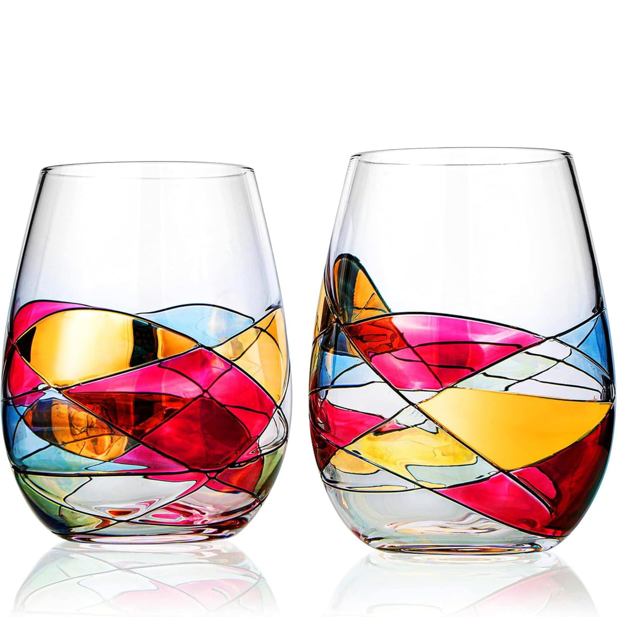 The Wine Savant front view showing two painted glasses and gift-ready appeal