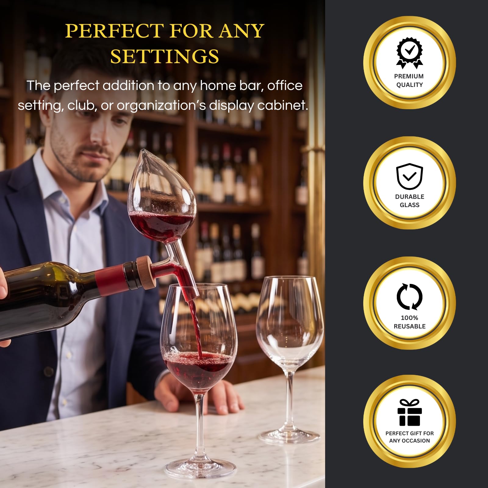 The Wine Savant pouring wine into glass showing immediate aeration and improved aroma benefit