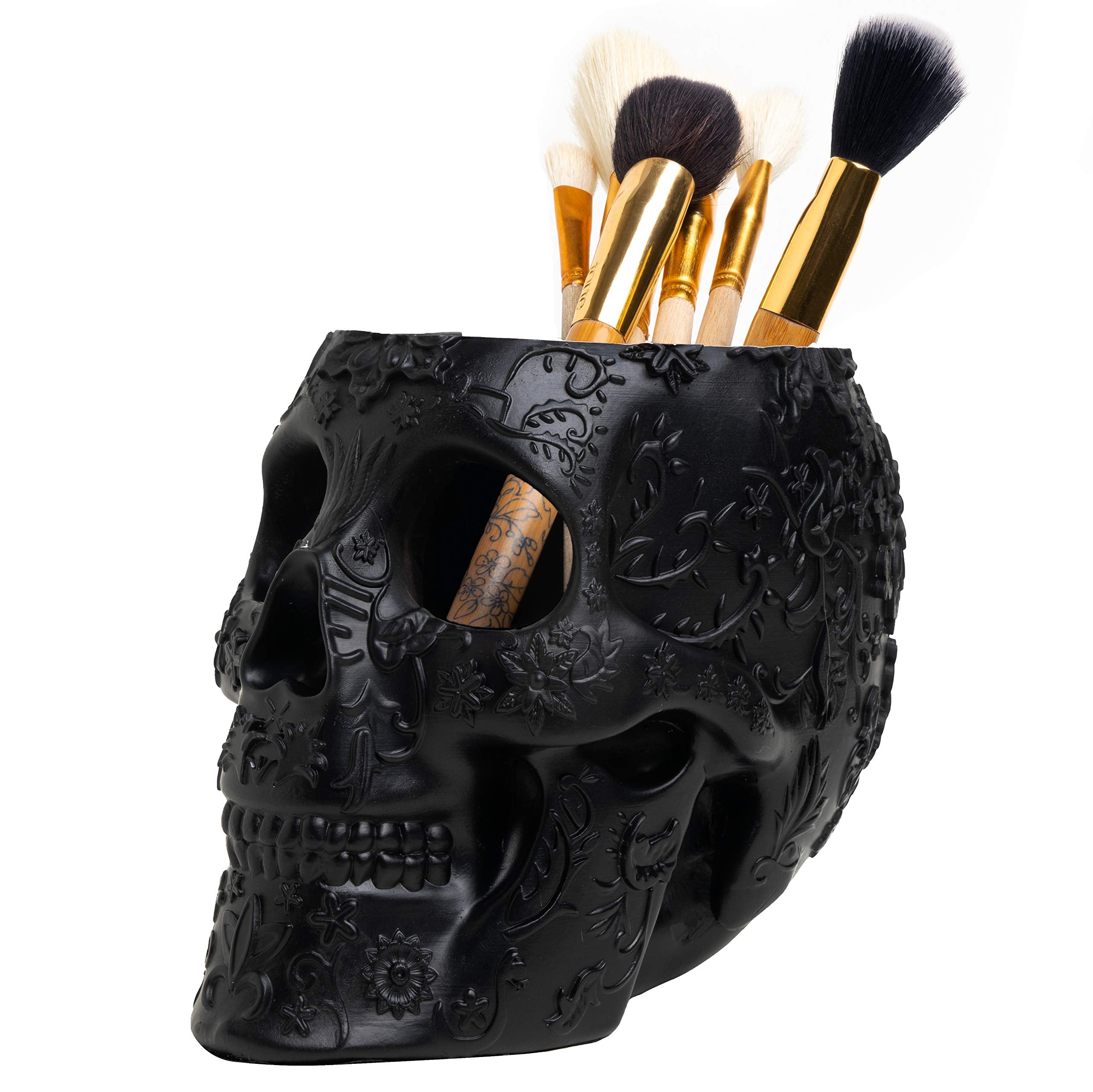 the wine savant skull front view showing storage use and gothic style