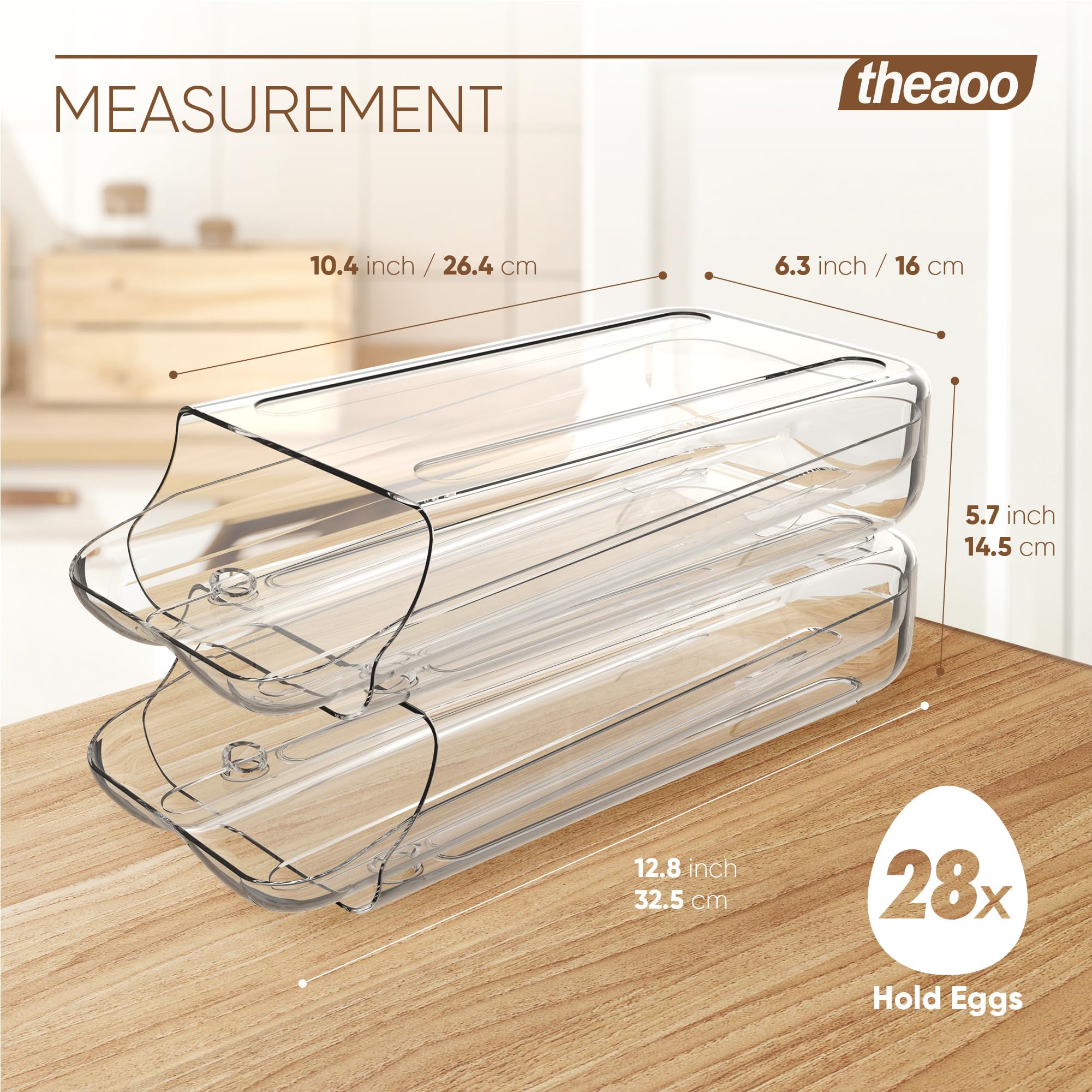 theaoo holder in fridge with eggs visible for quick access