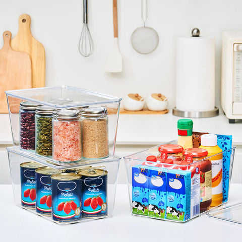 theaoo stacked containers demonstrate vertical space saving and organized shelves
