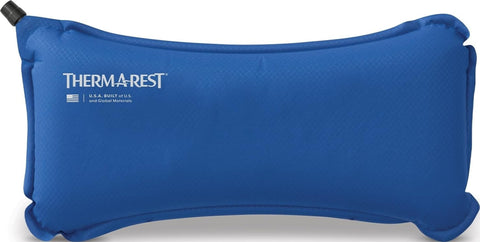 Therm-a-Rest lumbar pillow front view showing contour and compact profile for comfort