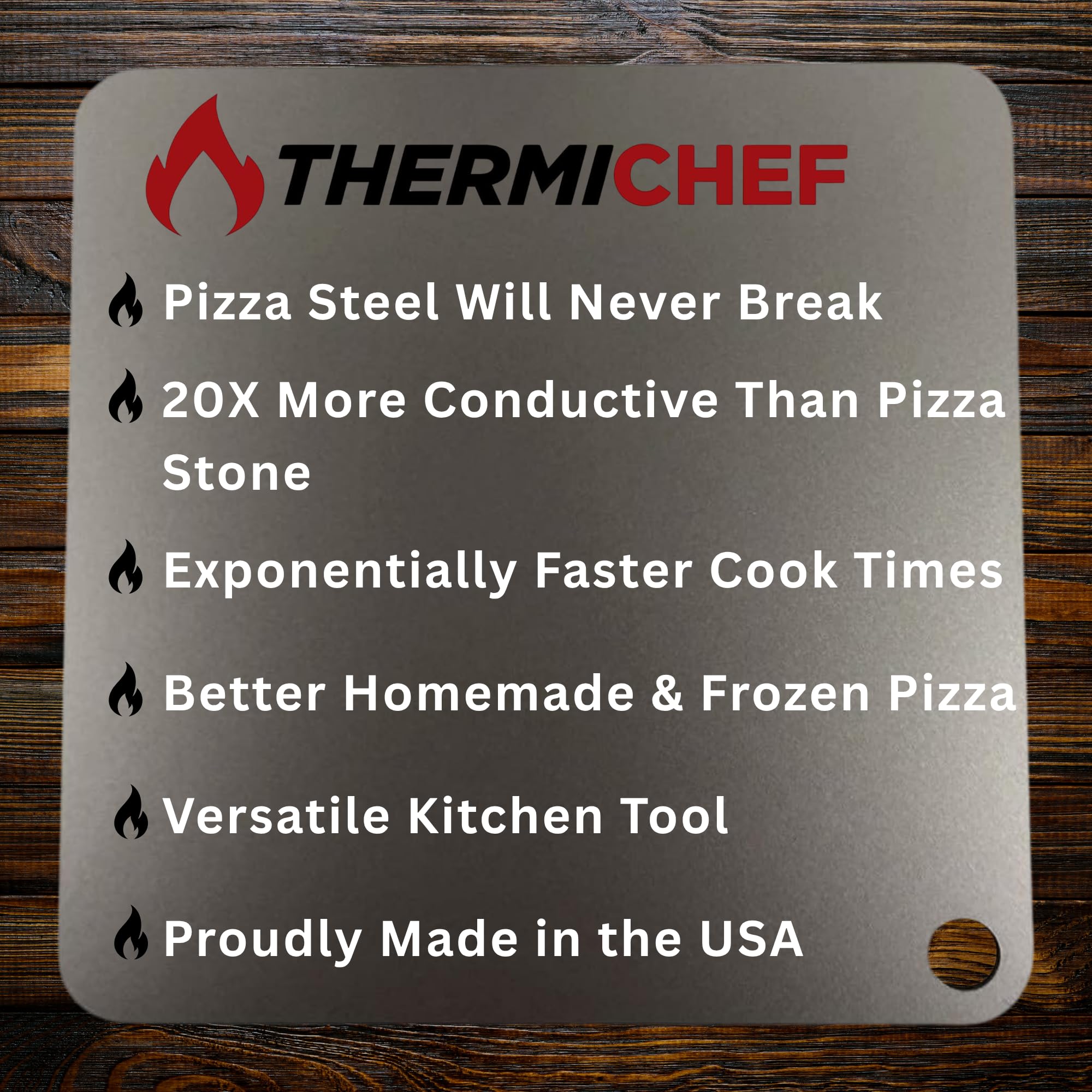 THERMICHEF steel on grill searing burgers with high-heat performance