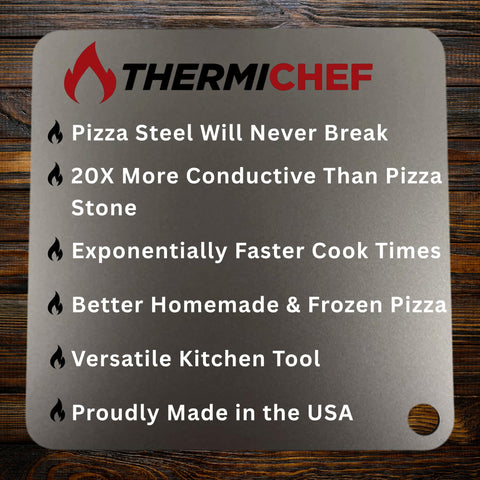 THERMICHEF steel on grill searing burgers with high-heat performance