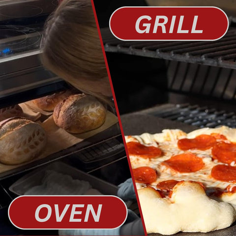 THERMICHEF steel spanning two stovetop burners for griddle versatility