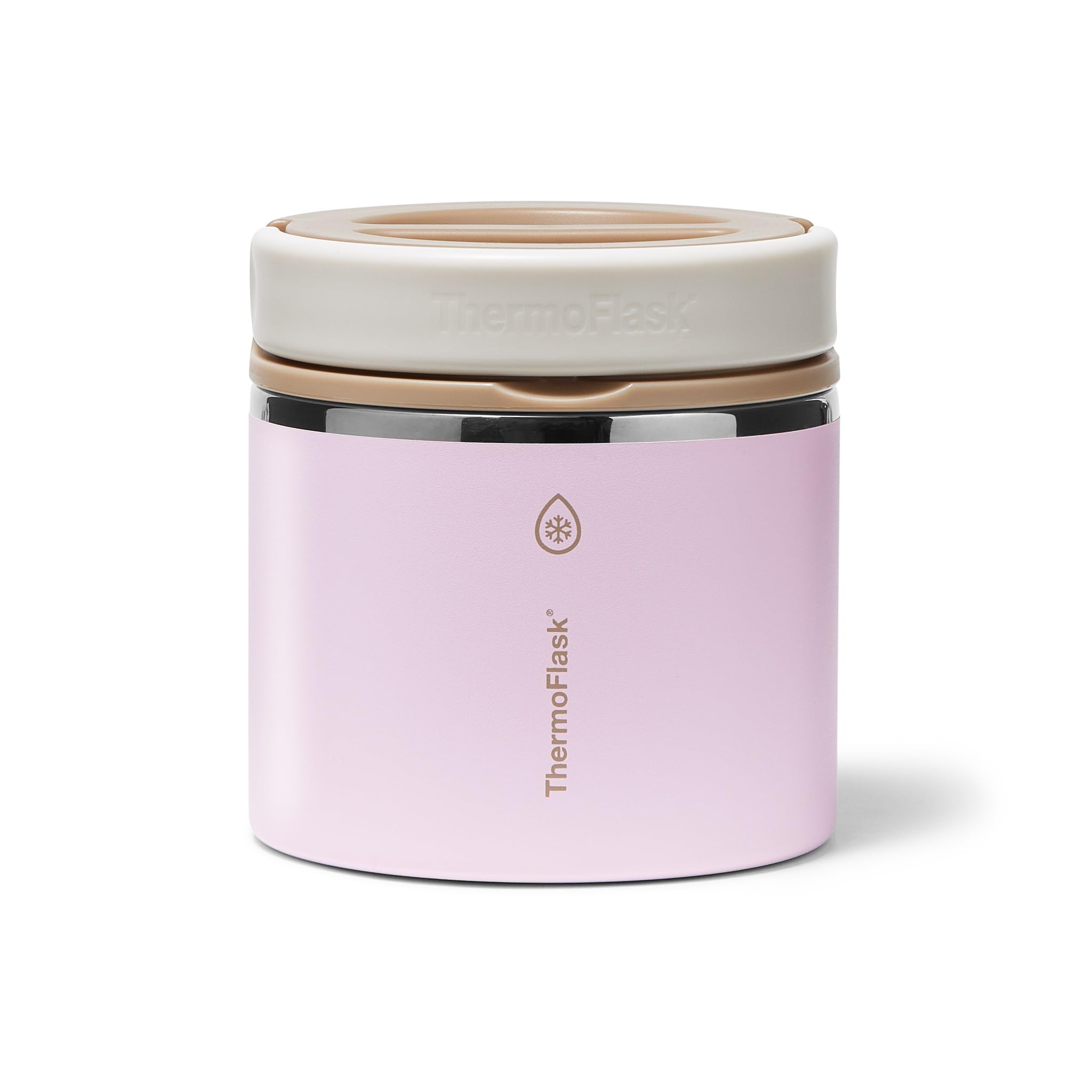 ThermoFlask front view blush sandstone showing insulated jar and handle for easy transport