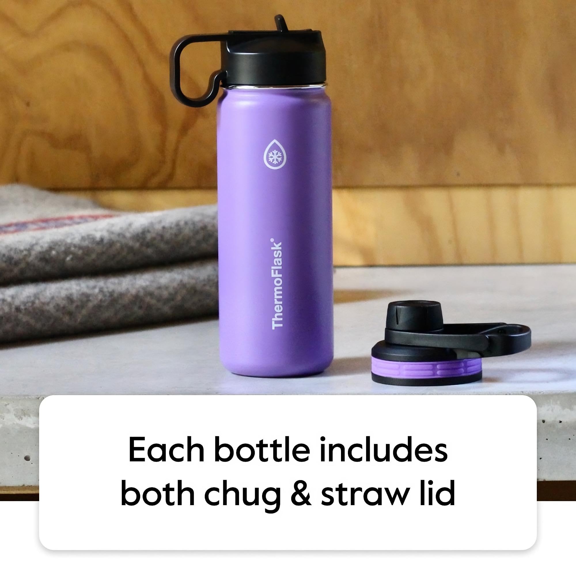 ThermoFlask chug lid close-up showing leakproof seal for fast hydration
