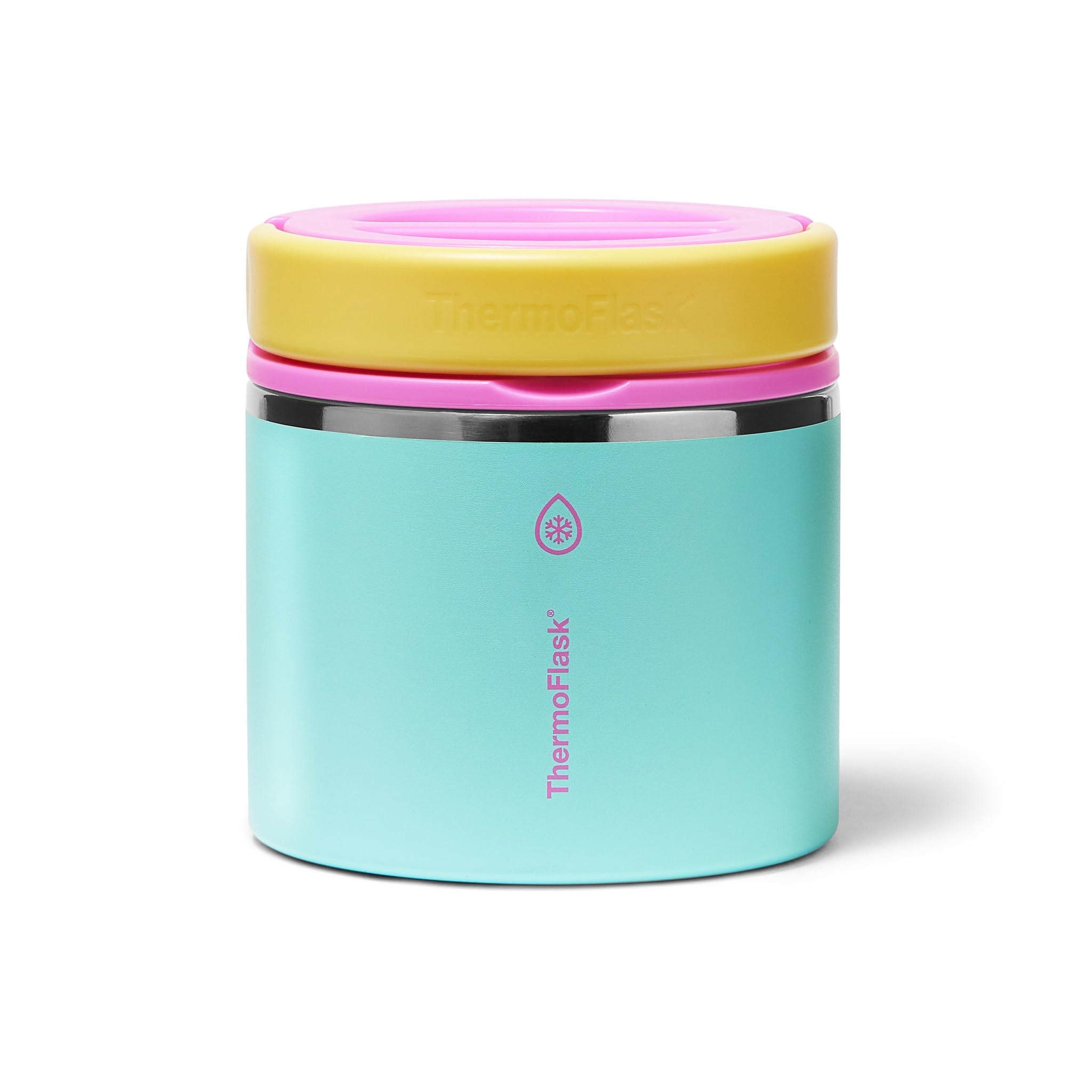 ThermoFlask front view showing Tropical Sunset finish and compact design benefit