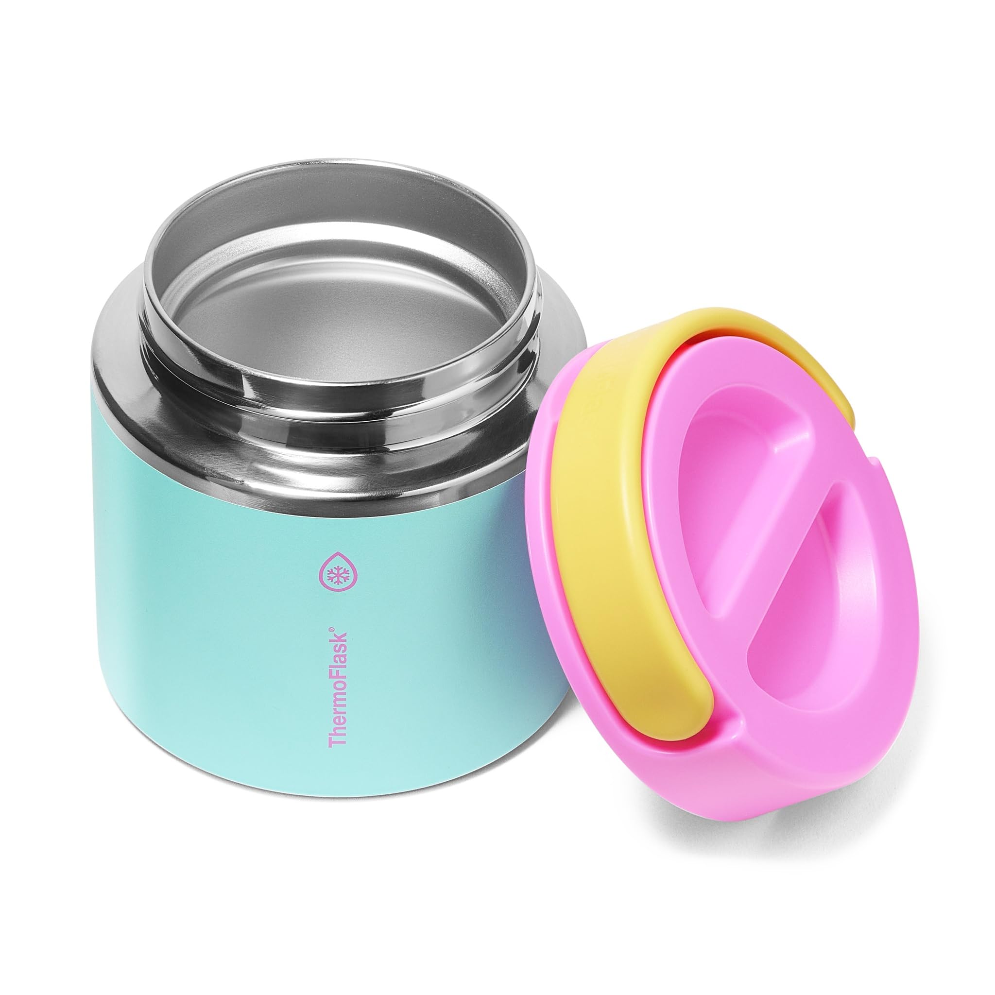 ThermoFlask lid close-up showing gasket and leakproof seal benefit