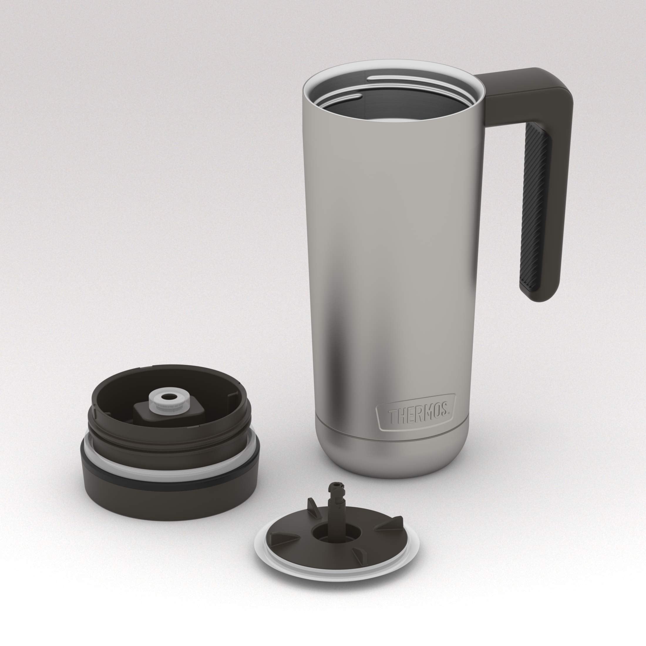 THERMOS in a commuter cup holder demonstrating portable, travel-ready design