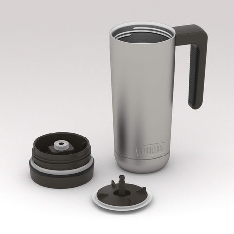 THERMOS in a commuter cup holder demonstrating portable, travel-ready design