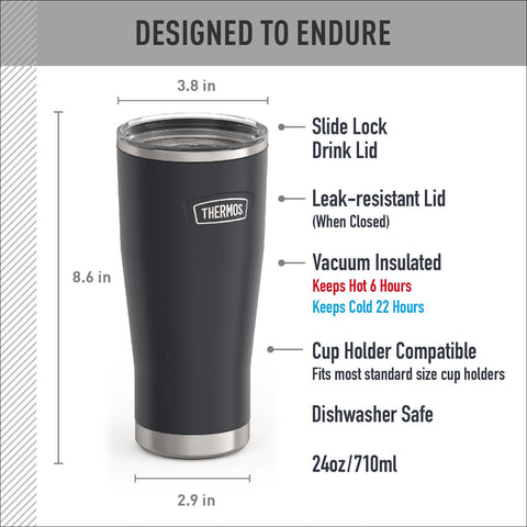THERMOS tumbler in outdoor setting demonstrating long-lasting cold retention