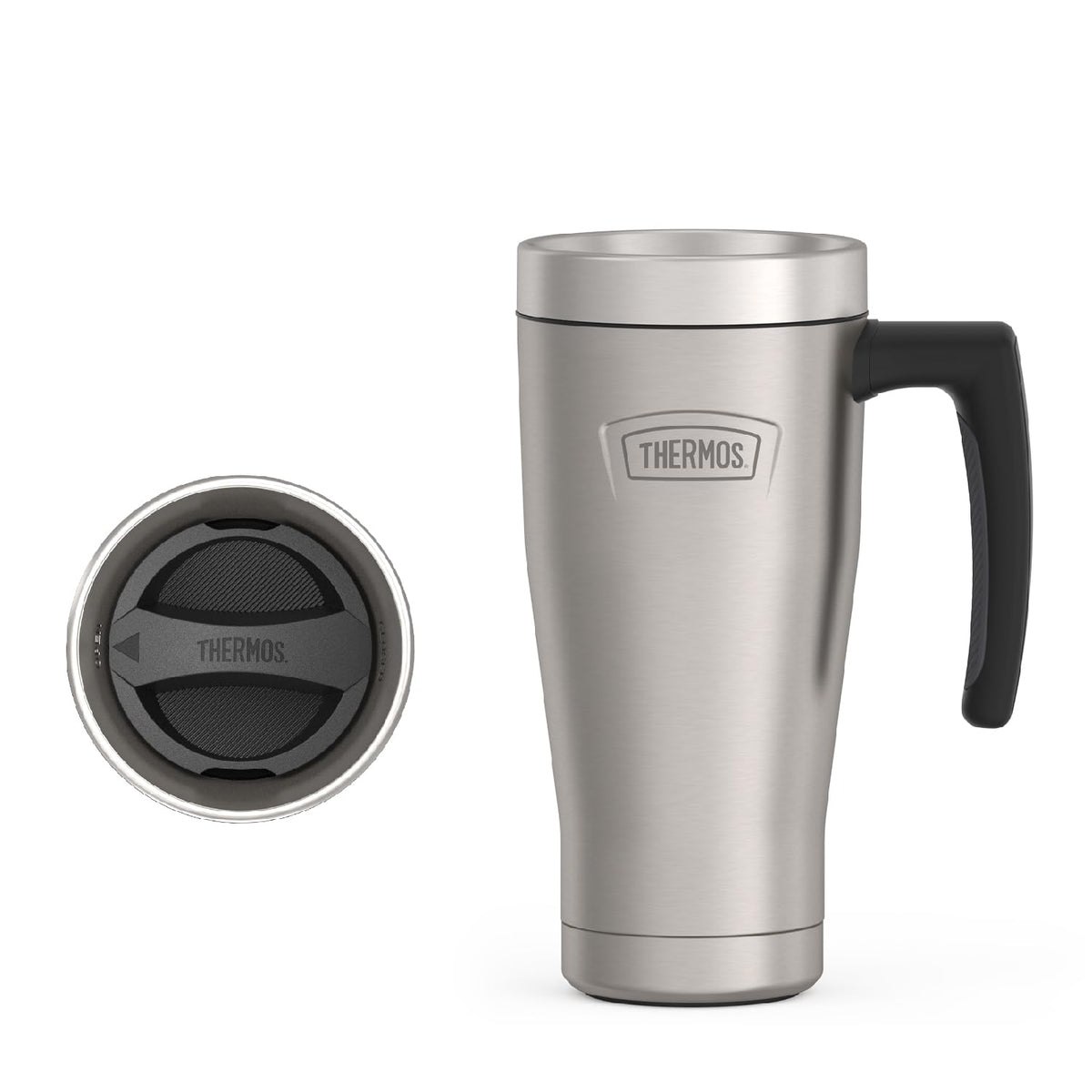 THERMOS front view showing matte stainless finish and durable build benefit