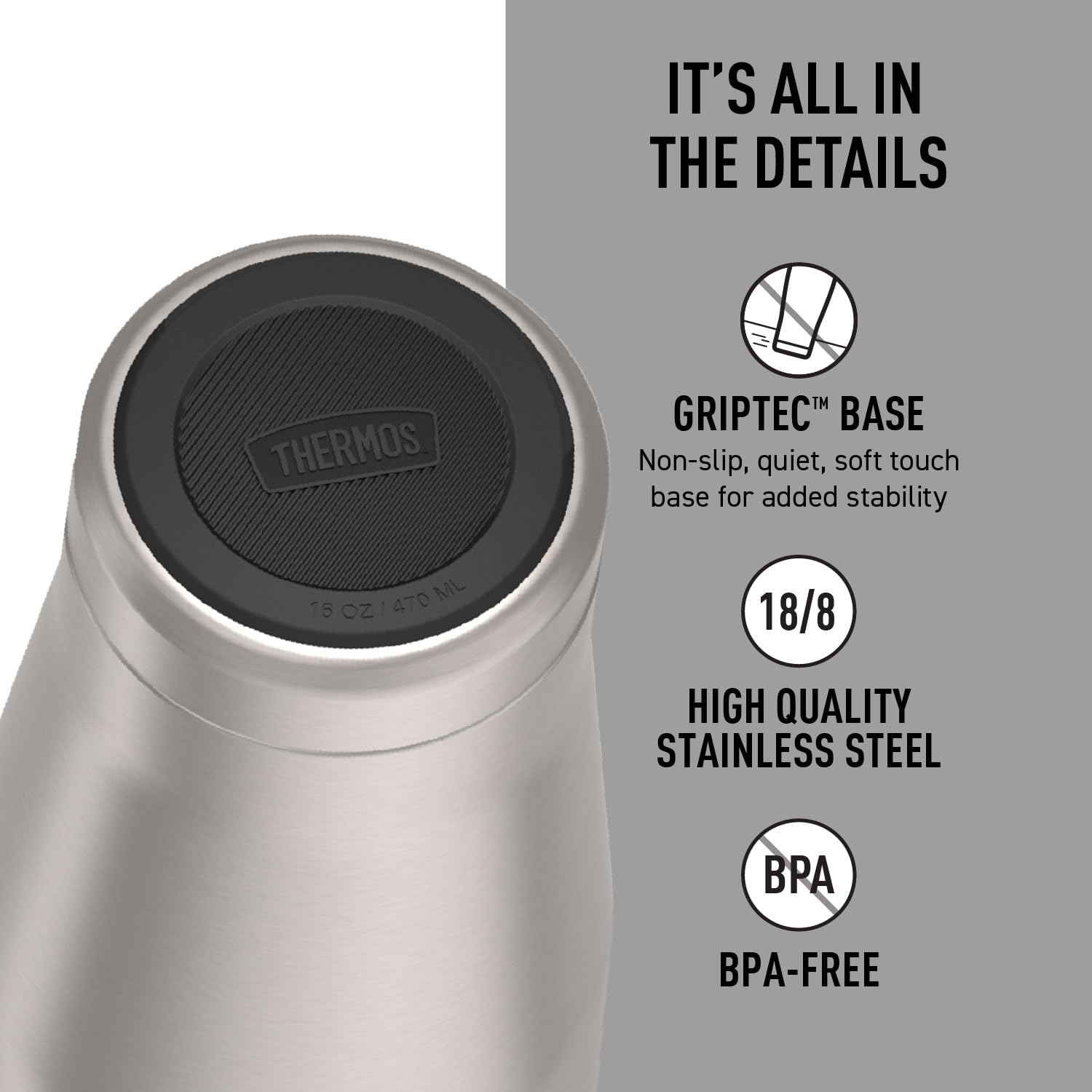 THERMOS molded handle close-up delivering comfortable secure grip benefit