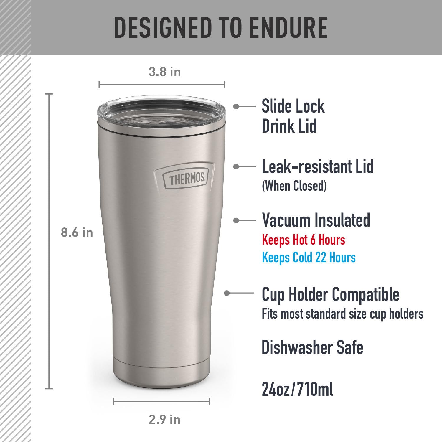 THERMOS lid open showing wide mouth and easy cleaning benefit