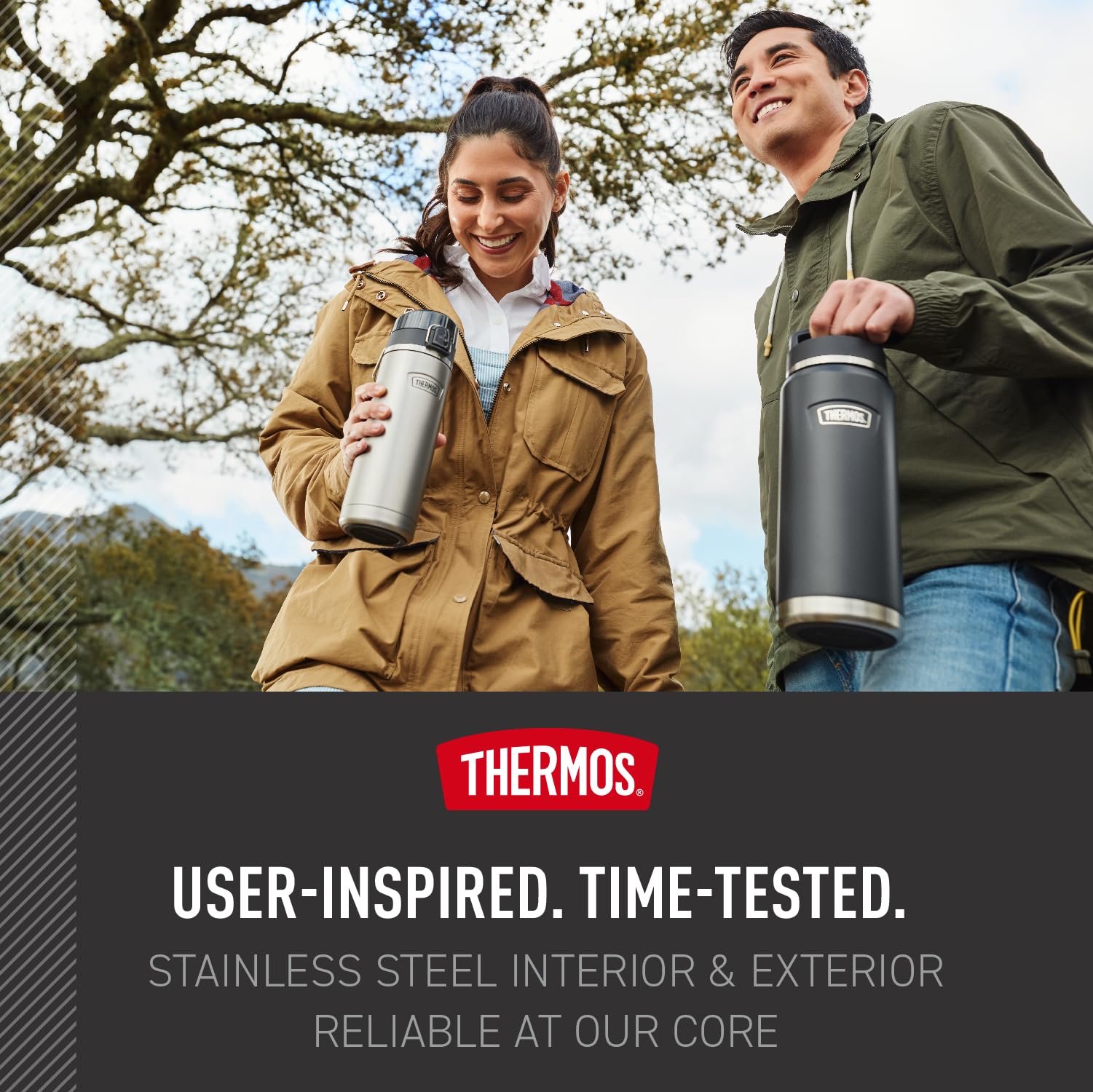 Thermos ICON SERIES in outdoor setting showing active use and dependable cold drinks