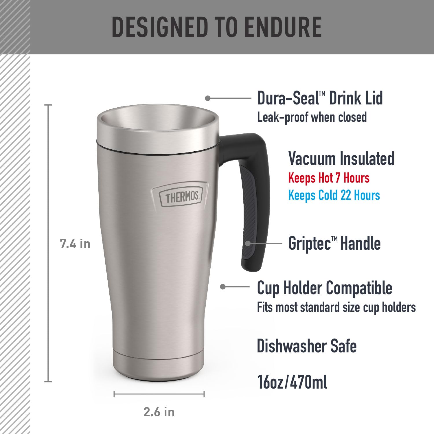 THERMOS close-up of DURA-SEAL lid open for easy drinking and cleaning benefit