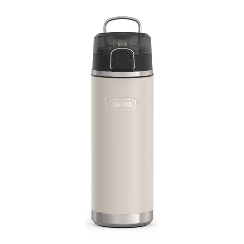 Thermos ICON SERIES front view showing sandstone bottle and branding for reliable cold storage