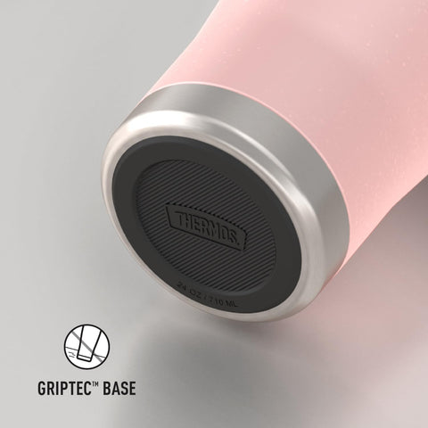 THERMOS tumbler in commuter setting beside backpack illustrating travel convenience and cold retention