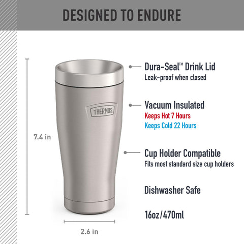 THERMOS close-up of matte stainless finish highlighting durable scratch-resistant surface