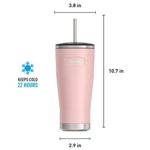 THERMOS 24oz tumbler held in hand for scale showing capacity and ergonomic size