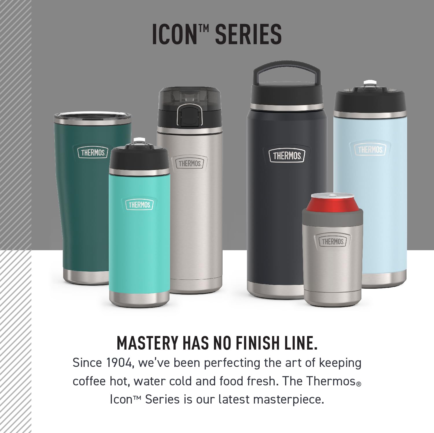 THERMOS mug held in hand showing 16 oz scale and comfortable size benefit
