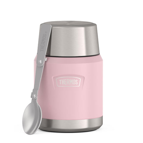 THERMOS front view of Sunset Pink jar showing compact design and secure lid benefit