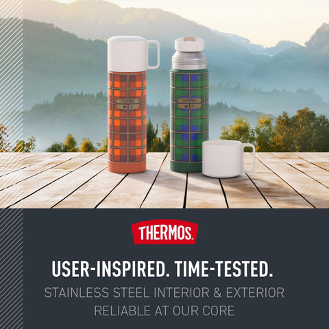THERMOS stainless finish close-up showing durable, sweat-proof surface