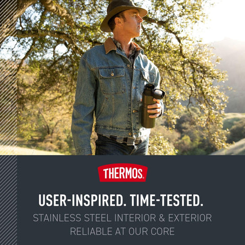 THERMOS bottle packed in backpack showing travel-ready durability benefit