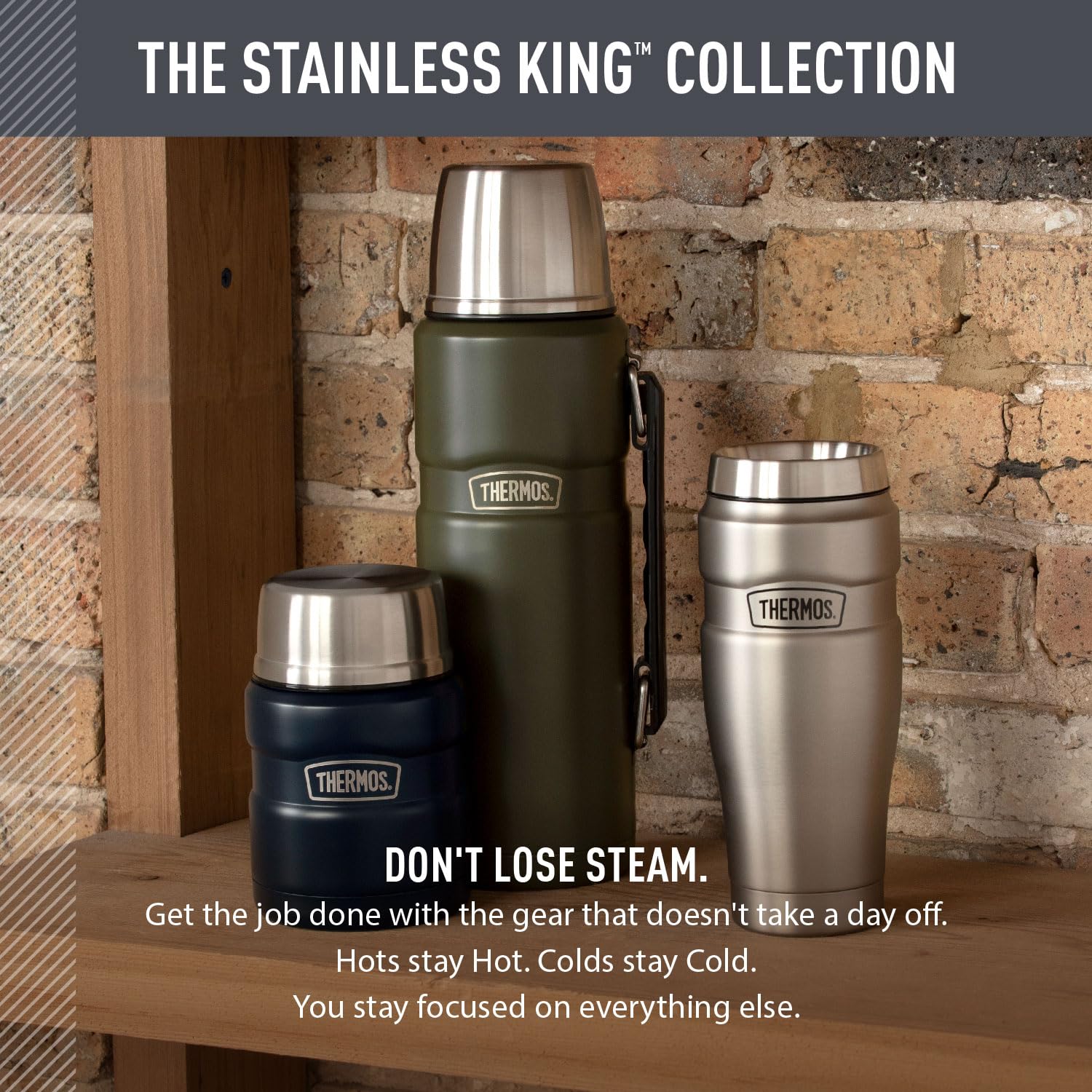 THERMOS interior mouth showing stainless finish for easy cleaning and durability
