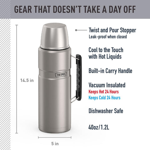 THERMOS Stainless King serving cup shown as lid and pour cup for easy sharing