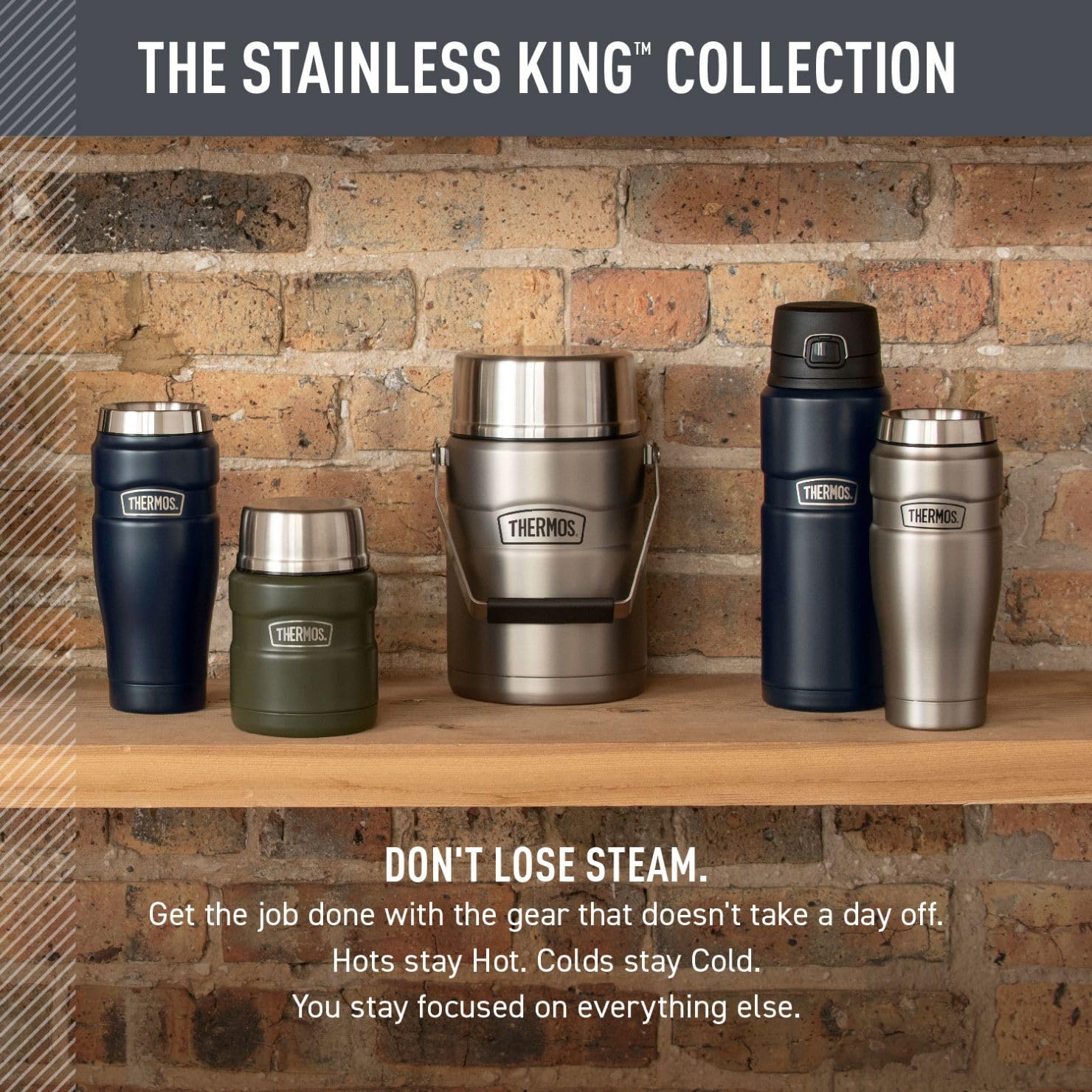 THERMOS bottle beside a coffee cup showing 24 oz capacity and scale benefit
