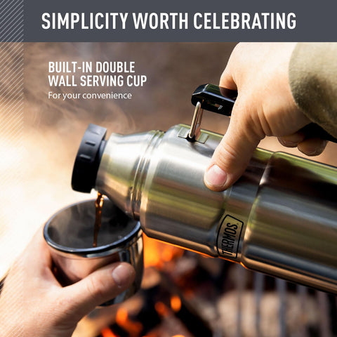 THERMOS twist-and-pour stopper close-up enabling spill-resistant pouring