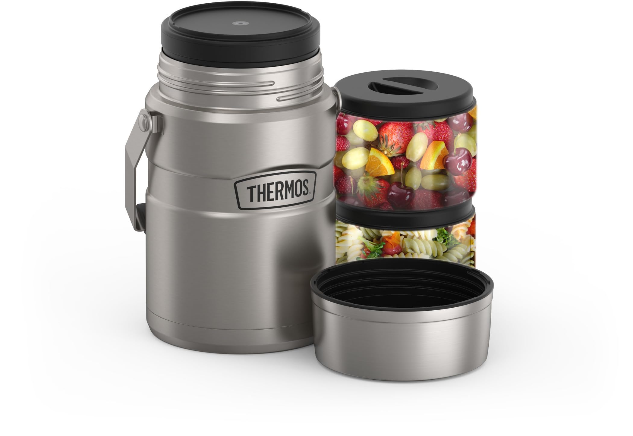 THERMOS open jar filled with soup, keeps meals hot and ready